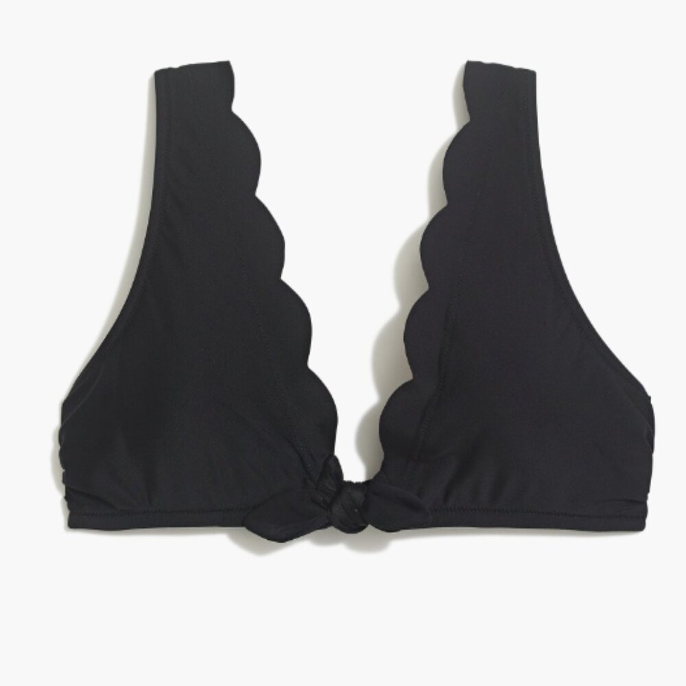 💕 NWT J. Crew Women's Small Black Tie Front Bikini Swim Top